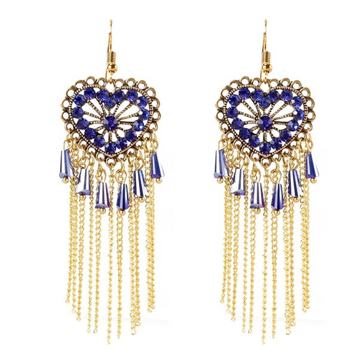 Wholesale Earrings Blue love heart with diamonds Alloy JDC-ES-TC103 Earrings JoyasDeChina Wholesale Jewelry JoyasDeChina Joyas De China