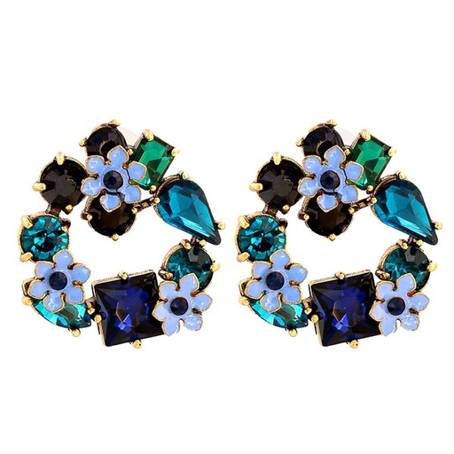 Bulk Jewelry Wholesale Earrings Blue openwork flowers Alloy JDC-ES-JJ083 Wholesale factory from China YIWU China
