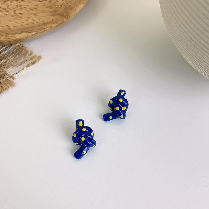 Wholesale Earrings Blue polka dot knot Alloy JDC-ES-W154 Earrings JoyasDeChina A blue Wholesale Jewelry JoyasDeChina Joyas De China