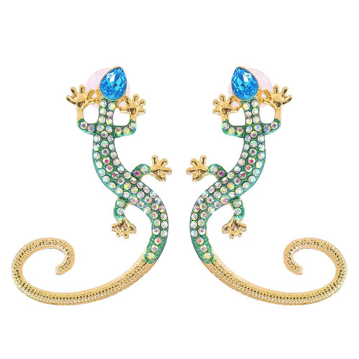 Wholesale Earrings Blue Rhinestone lizard Alloy JDC-ES-JJ140 Earrings JoyasDeChina 55343 lizards Wholesale Jewelry JoyasDeChina Joyas De China