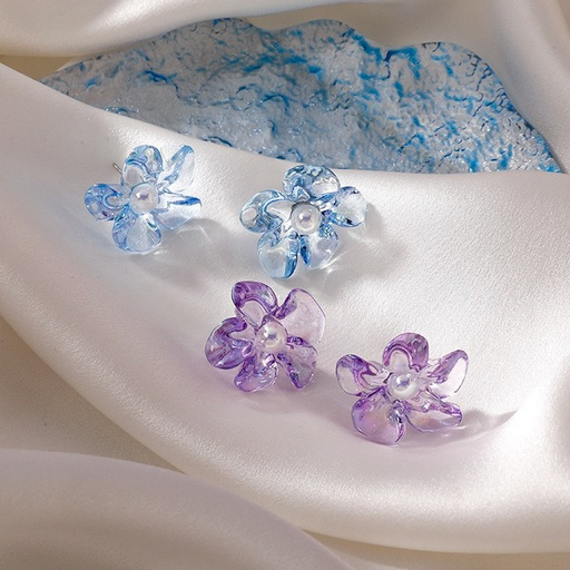 Bulk Jewelry Wholesale Earrings Blue three-dimensional flower plastic JDC-ES-W279 Wholesale factory from China YIWU China