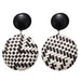 Wholesale Earrings Brown woven straw paper round JDC-ES-xy047 Earrings JoyasDeChina B07-02-02 black and white Wholesale Jewelry JoyasDeChina Joyas De China