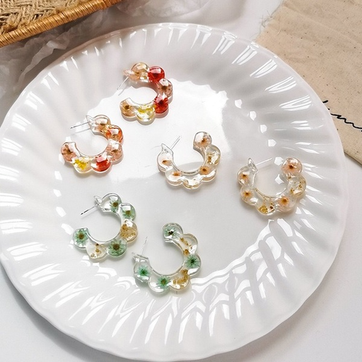 Bulk Jewelry Wholesale Earrings Candy color C-shaped flower plastic JDC-ES-W150 Wholesale factory from China YIWU China