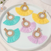 Bulk Jewelry Wholesale Earrings Candy-colored alloy fan-shaped raffia fringe JDC-ES-e023 Wholesale factory from China YIWU China