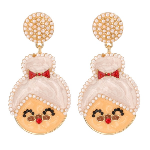 Bulk Jewelry Wholesale Earrings Christmas White santa granny Alloy JDC-ES-JJ178 Wholesale factory from China YIWU China