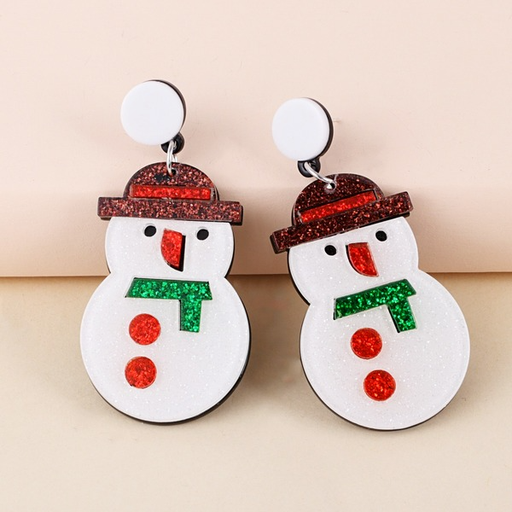 Bulk Jewelry Wholesale Earrings Christmas White snowman resin JDC-ES-JJ190 Wholesale factory from China YIWU China