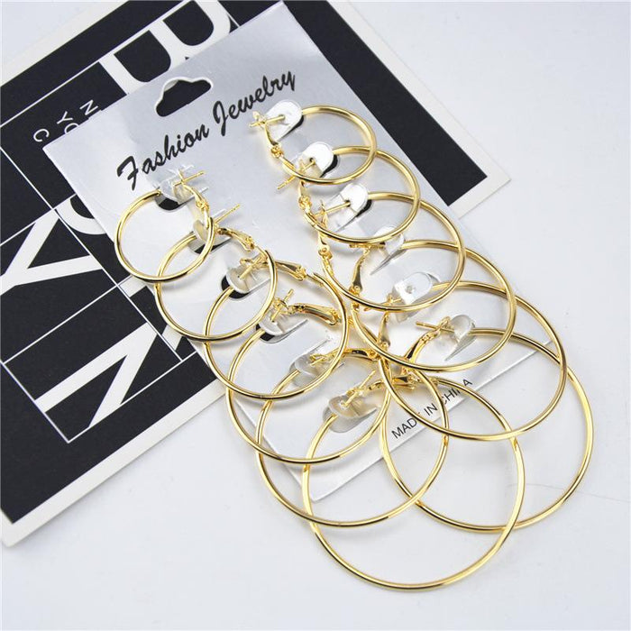 Wholesale earrings circle size simple joker 6-piece set JDC-ES-xc175 Earrings JoyasDeChina golden Wholesale Jewelry JoyasDeChina Joyas De China