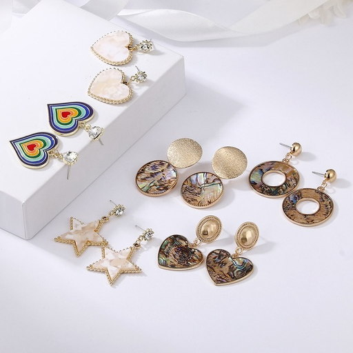 Bulk Jewelry Wholesale Earrings Color alloy female shell star inlaid with diamond resin JDC-ES-yn003 Wholesale factory from China YIWU China
