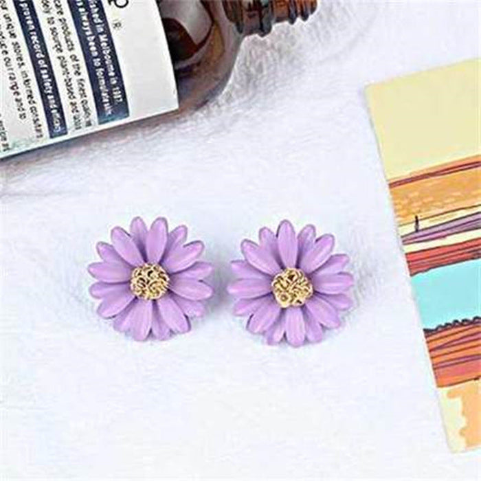 Wholesale Earrings Color Chrysanthemum Flowers JDC-ES-xc058 Earrings JoyasDeChina Purple Wholesale Jewelry JoyasDeChina Joyas De China