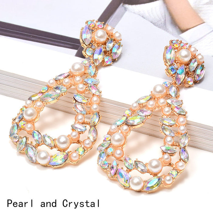 Wholesale Earrings Color oval Alloy JDC-ES-SK012 Earrings JoyasDeChina AB with pearls Wholesale Jewelry JoyasDeChina Joyas De China