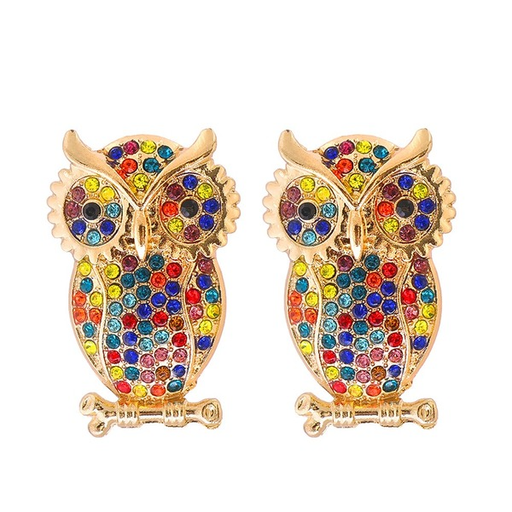 Bulk Jewelry Wholesale Earrings Colored diamond owl Alloy JDC-ES-JJ149 Wholesale factory from China YIWU China