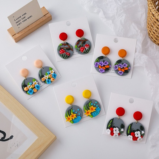 Bulk Jewelry Wholesale Earrings Colored flower clay JDC-ES-W167 Wholesale factory from China YIWU China