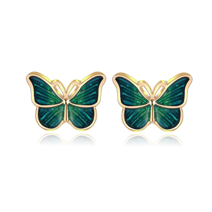 Wholesale Earrings Dark green butterfly Alloy JDC-ES-F472 Earrings JoyasDeChina 53665 Wholesale Jewelry JoyasDeChina Joyas De China