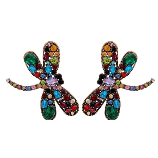 Bulk Jewelry Wholesale Earrings Dragonfly colored diamonds Alloy JDC-ES-JJ075 Wholesale factory from China YIWU China