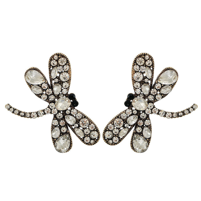 Wholesale Earrings Dragonfly colored Rhinestones Alloy JDC-ES-JJ075 Earrings JoyasDeChina white Wholesale Jewelry JoyasDeChina Joyas De China