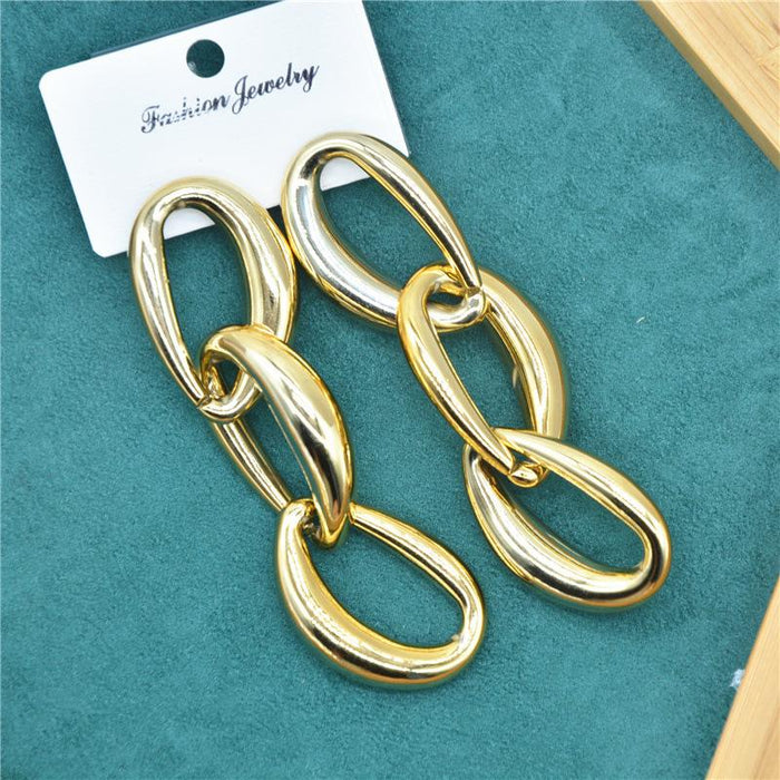 Wholesale earrings ekli imitation large chain buckle earrings JDC-ES-xc148 Earrings JoyasDeChina golden Wholesale Jewelry JoyasDeChina Joyas De China