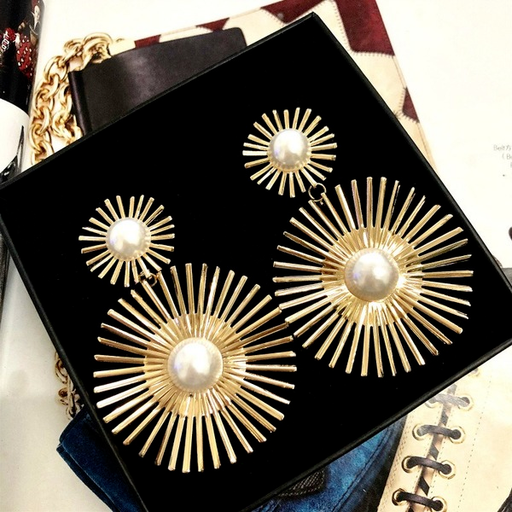 Bulk Jewelry Wholesale earrings exaggerated geometric round pearl alloy JDC-ES-xc073 Wholesale factory from China YIWU China