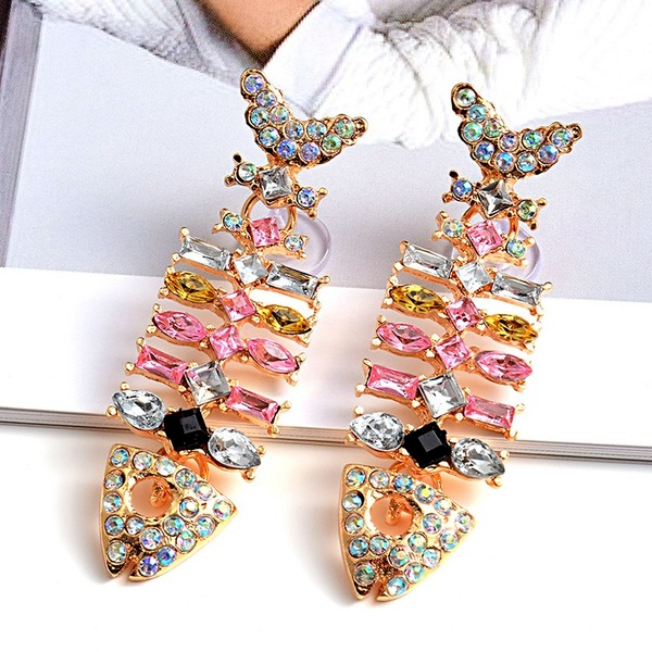 Wholesale Earrings Fish bone fancy diamonds Alloy JDC-ES-SK010 Earrings JoyasDeChina Wholesale Jewelry JoyasDeChina Joyas De China