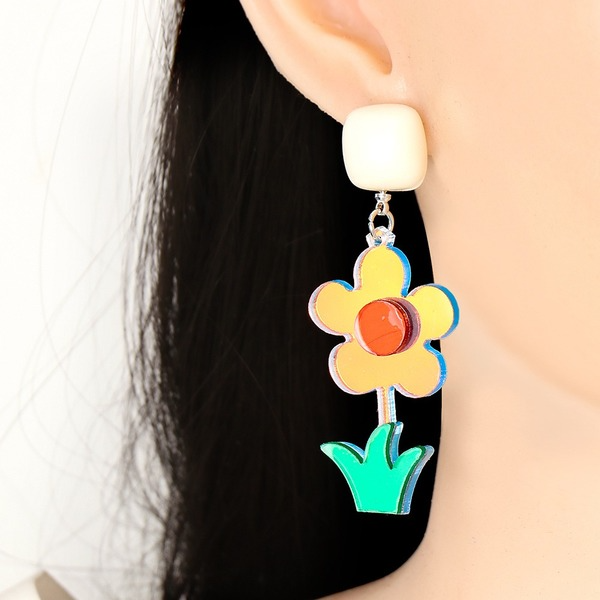 Wholesale Earrings Geometric flower color acrylic resin JDC-ES-JJ225 Earrings JoyasDeChina Wholesale Jewelry JoyasDeChina Joyas De China