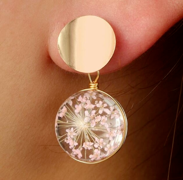 Bulk Jewelry Wholesale earrings glass ball full of star sequin petal earrings  JDC-ES-xc072 Wholesale factory from China YIWU China