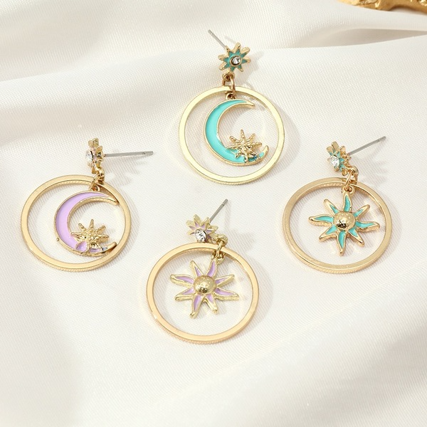 Bulk Jewelry Wholesale Earrings gold Alloy drop oil star moon JDC-ES-e144 Wholesale factory from China YIWU China