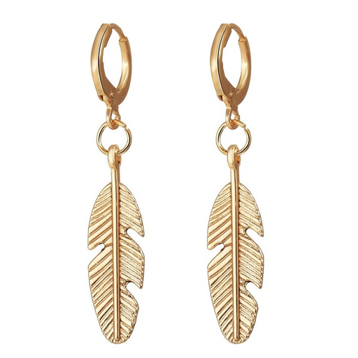 Bulk Jewelry Wholesale Earrings gold Alloy feather pendant JDC-ES-xy036 Wholesale factory from China YIWU China