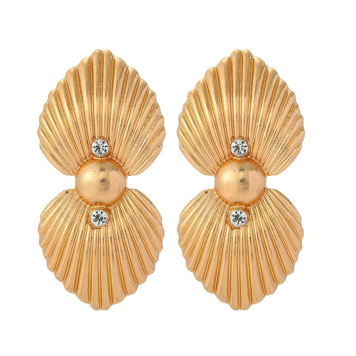 Wholesale Earrings gold Alloy Two petals JDC-ES-JJ010 Earrings JoyasDeChina golden Wholesale Jewelry JoyasDeChina Joyas De China