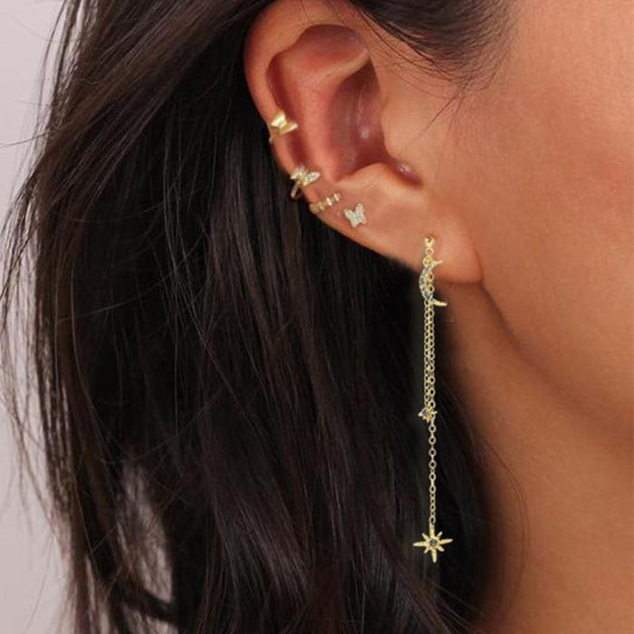 Wholesale Earrings gold Butterfly star moon rhinestone Alloy JDC-ES-F467 Earrings JoyasDeChina 5305501 Wholesale Jewelry JoyasDeChina Joyas De China