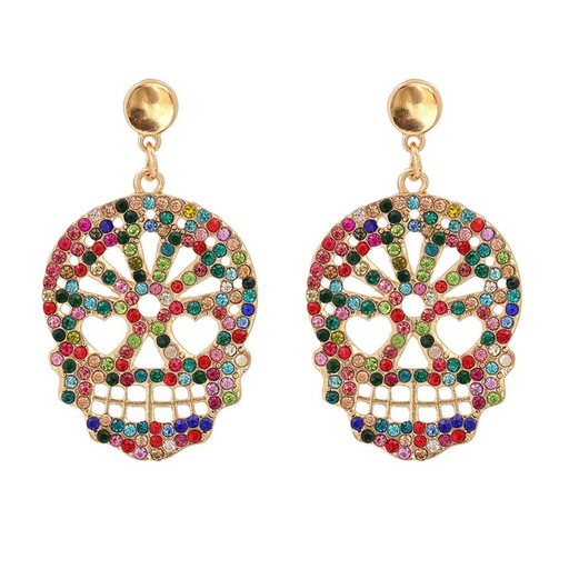 Bulk Jewelry Wholesale Earrings gold Carved skull with diamonds Alloy JDC-ES-JJ041 Wholesale factory from China YIWU China