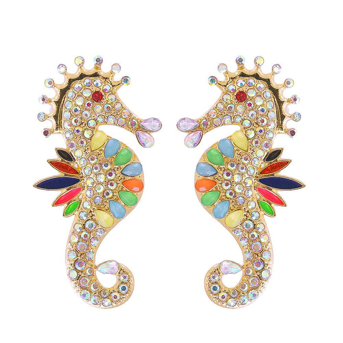 Wholesale Earrings gold Color diamond seahorse Alloy JDC-ES-JJ138 Earrings JoyasDeChina 55342 hippocampus Wholesale Jewelry JoyasDeChina Joyas De China