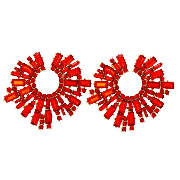 Wholesale Earrings gold geometry Diamond Alloy JDC-ES-JJ020 Earrings JoyasDeChina red Wholesale Jewelry JoyasDeChina Joyas De China