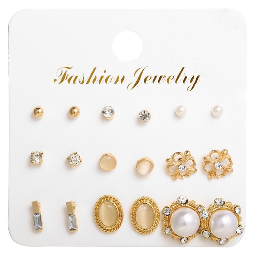 Bulk Jewelry Wholesale Earrings gold geometry Pearl rhinestones Alloy JDC-ES-F471 Wholesale factory from China YIWU China