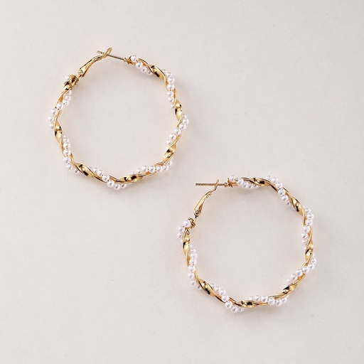Bulk Jewelry Wholesale Earrings gold Large circle of twining pearls JDC-ES-xy051 Wholesale factory from China YIWU China