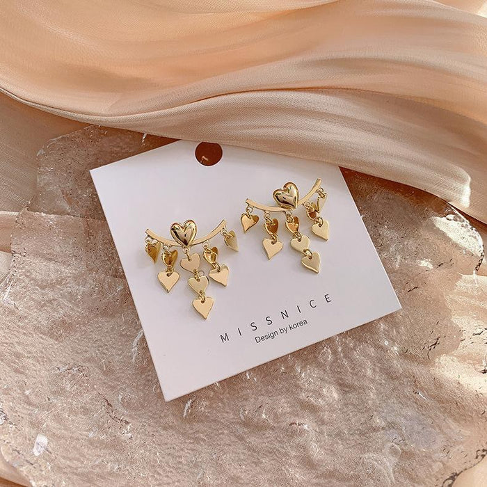 Wholesale Earrings gold Love Heart Pieces Tassels Alloy JDC-ES-W122 Earrings JoyasDeChina Main drawing Wholesale Jewelry JoyasDeChina Joyas De China