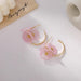 Wholesale Earrings gold Net yarn silk flower Alloy JDC-ES-W134 Earrings JoyasDeChina A pink Wholesale Jewelry JoyasDeChina Joyas De China