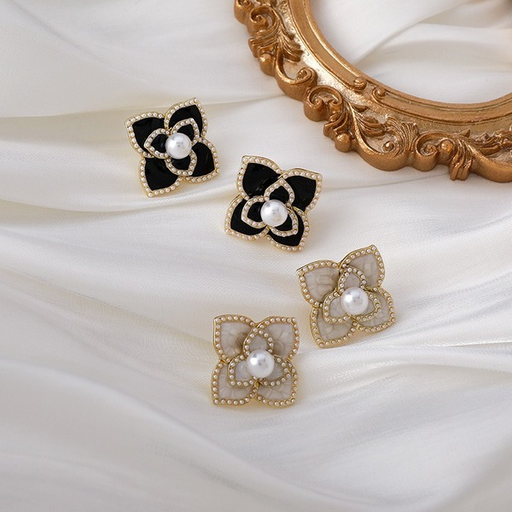 Bulk Jewelry Wholesale Earrings gold Pearl Camellia Alloy JDC-ES-W254 Wholesale factory from China YIWU China