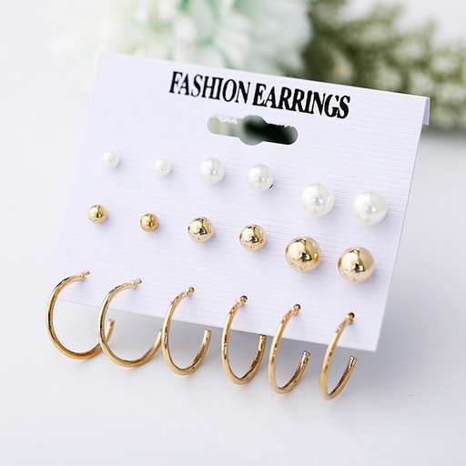 Bulk Jewelry Wholesale Earrings gold Pearl open circle alloy JDC-ES-xy057 Wholesale factory from China YIWU China