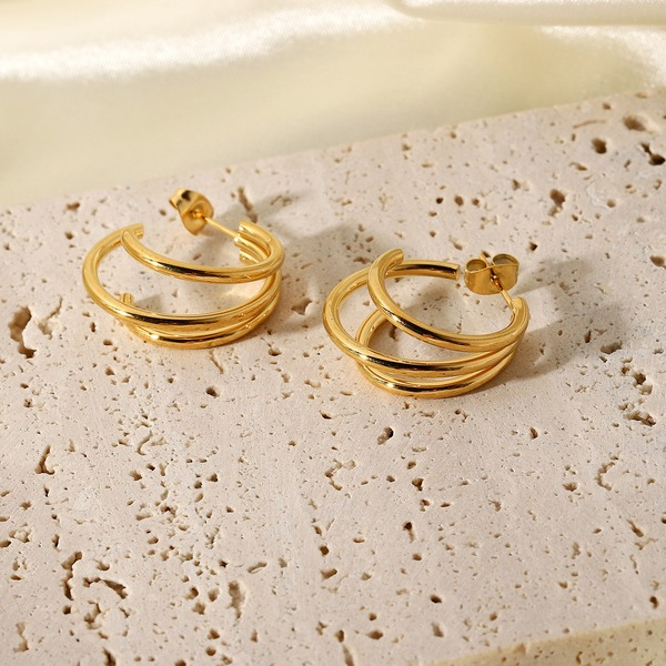 Bulk Jewelry Wholesale Earrings gold Stainless steel C shape JDC-ES-JD046 Wholesale factory from China YIWU China