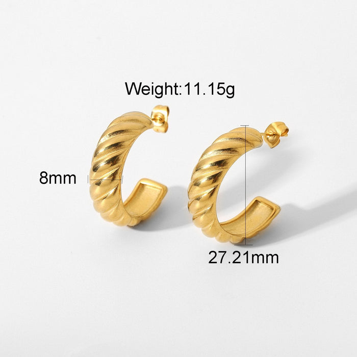 Wholesale Earrings gold Stainless steel C shape JDC-ES-JD047 Earrings JoyasDeChina JDE201433 Wholesale Jewelry JoyasDeChina Joyas De China
