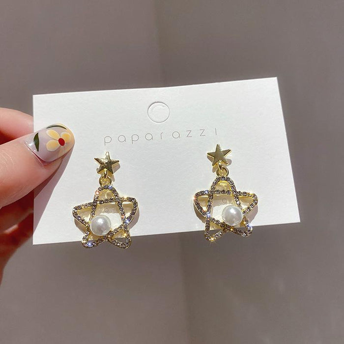 Wholesale Earrings gold Star pearl Alloy JDC-ES-b362 Earrings JoyasDeChina Golden Wholesale Jewelry JoyasDeChina Joyas De China