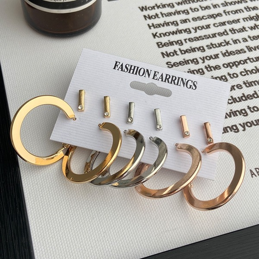 Bulk Jewelry Wholesale Earrings gold Three colored circles  Alloy JDC-ES-F462 Wholesale factory from China YIWU China