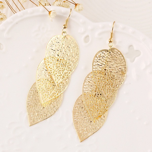 Bulk Jewelry Wholesale Earrings gold Wisps of double-sided leaves Alloy JDC-ES-xy081 Wholesale factory from China YIWU China