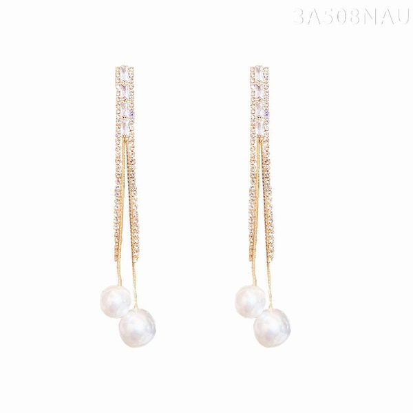 Wholesale Earrings Golden Diamond Pearl Long Tassel JDC-ES-BY001 Earrings JoyasDeChina Wholesale Jewelry JoyasDeChina Joyas De China