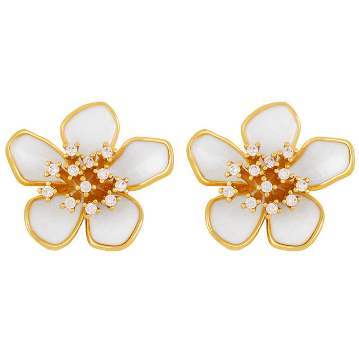Wholesale Earrings Golden flower copper JDC-ES-AS315 Earrings JoyasDeChina white Wholesale Jewelry JoyasDeChina Joyas De China