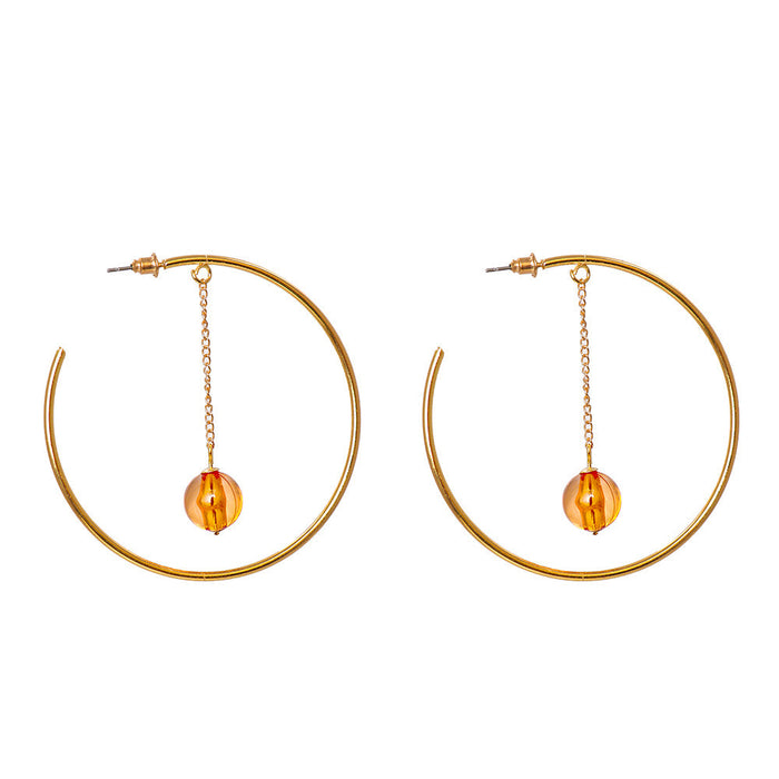Wholesale Earrings Golden geometry Alloy JDC-ES-JJ221 Earrings JoyasDeChina orange Wholesale Jewelry JoyasDeChina Joyas De China