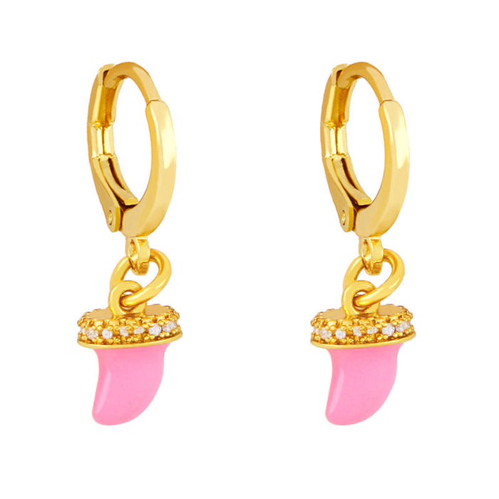 Wholesale Earrings Golden geometry copper JDC-ES-AS314 Earrings JoyasDeChina pink Wholesale Jewelry JoyasDeChina Joyas De China