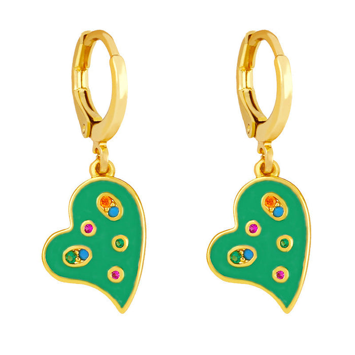 Wholesale Earrings Golden Love copper JDC-ES-AS309 Earrings JoyasDeChina green Wholesale Jewelry JoyasDeChina Joyas De China