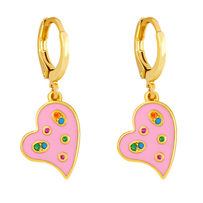 Wholesale Earrings Golden Love copper JDC-ES-AS309 Earrings JoyasDeChina Pink Wholesale Jewelry JoyasDeChina Joyas De China