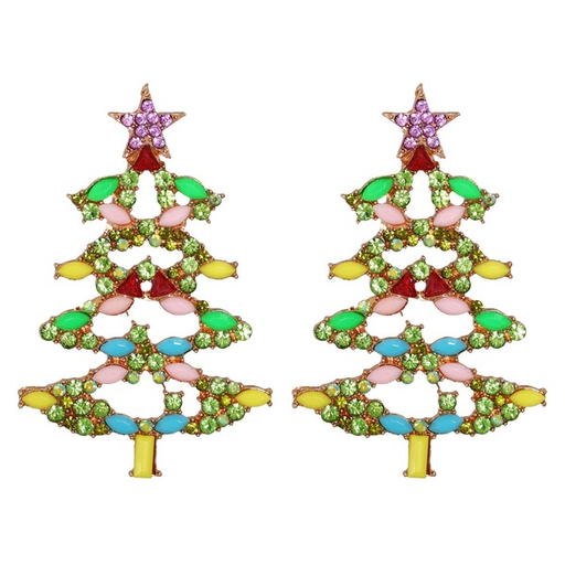 Bulk Jewelry Wholesale Earrings Green christmas tree with diamonds Alloy JDC-ES-JJ181 Wholesale factory from China YIWU China
