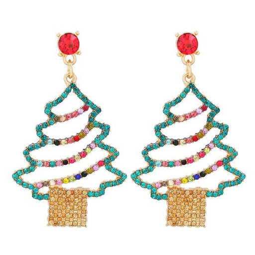 Bulk Jewelry Wholesale Earrings Green christmas tree with diamonds Alloy JDC-ES-JJ183 Wholesale factory from China YIWU China